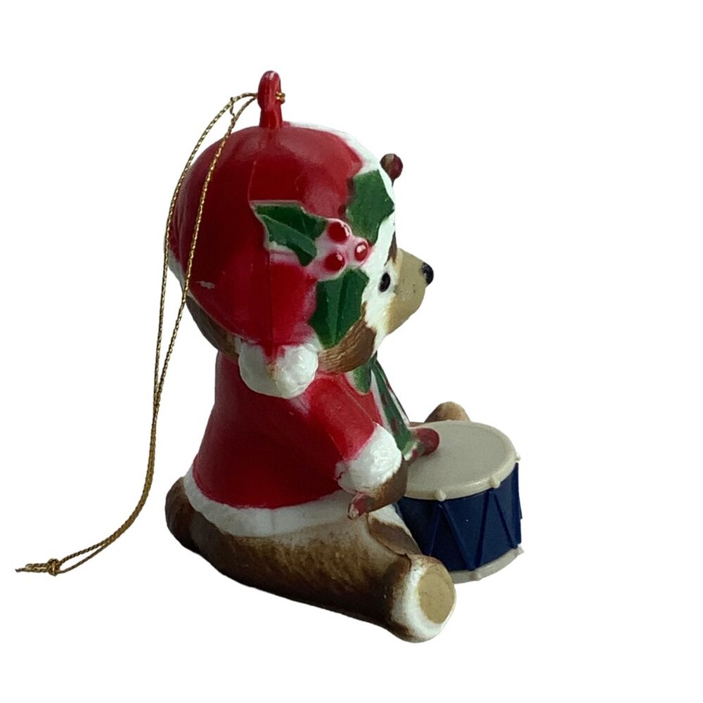 Vtg Russ Berrie Teddy Bear Drummer‎ Santa Claus Costume Hat Christmas Ornament - Picture 4 of 6
